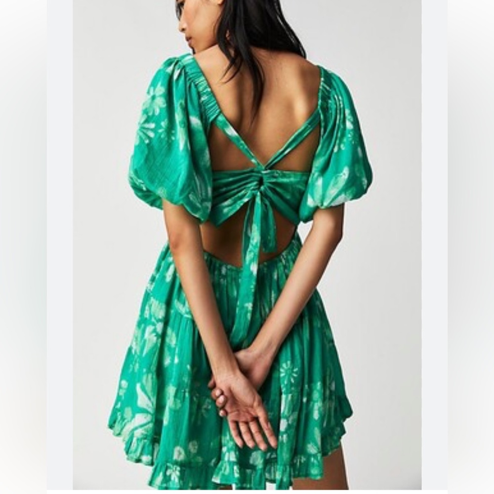 Free people Perfect Day Printed Dress green print pattern